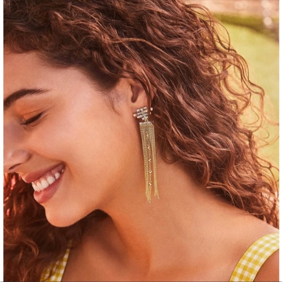 KENDRA SCOTT NWT Madelyn Statement Tassel Earrings SILVER Rhodium fringe - Picture 3 of 8